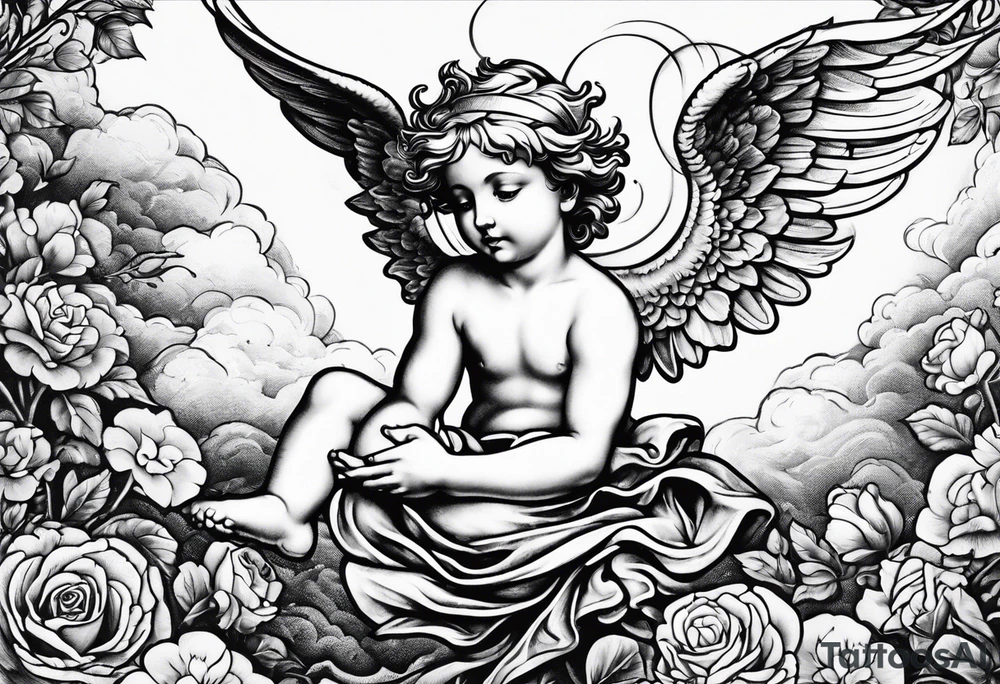 Cherub flying renaissance tattoo idea