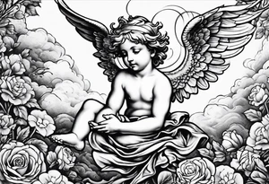 Cherub flying renaissance tattoo idea