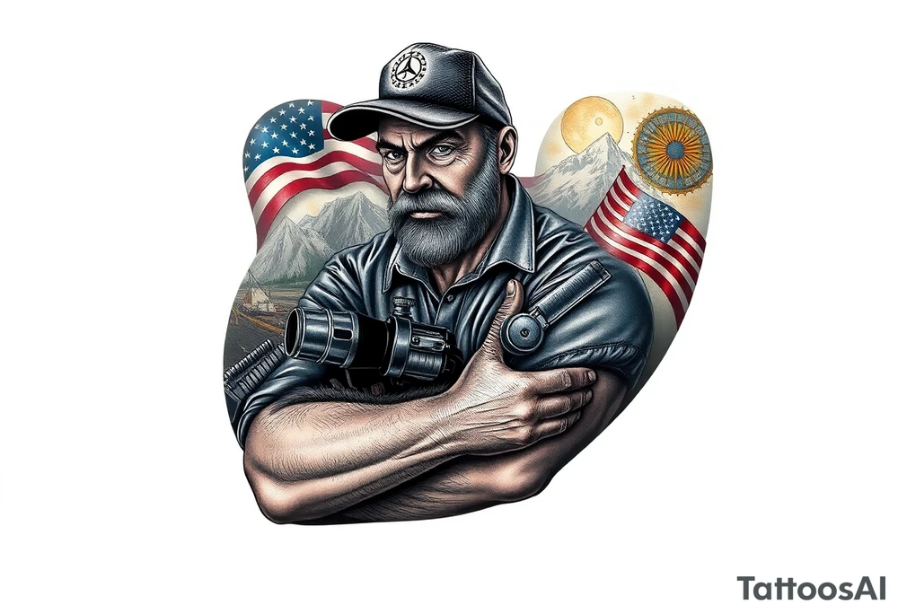 Masculin, country, mountains, wildlife, nature, racing , father of 4,
blue collar,  American flag, welder tattoo idea