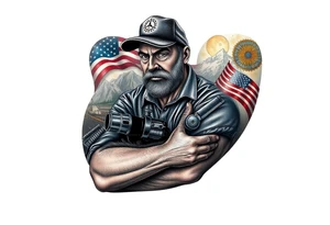 Masculin, country, mountains, wildlife, nature, racing , father of 4,
blue collar,  American flag, welder tattoo idea