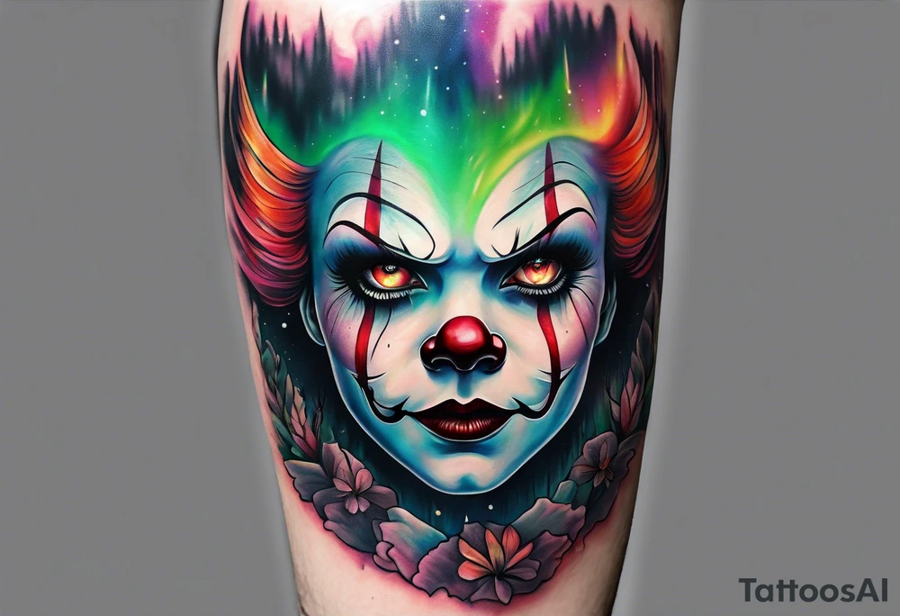 Northern lights with pennywise tattoo idea