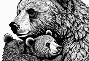 mother bear holding cub facing each other tattoo idea