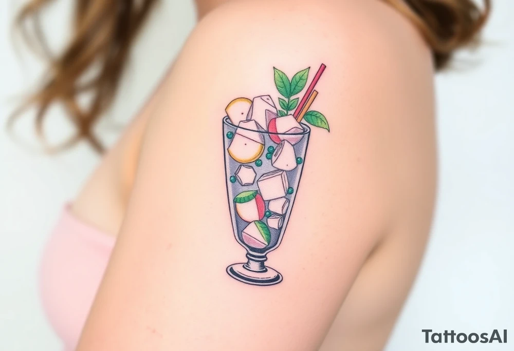 Fun Caribbean cruise cocktail with lots of garnishes and ice IN A ROCKS GLASS tattoo idea