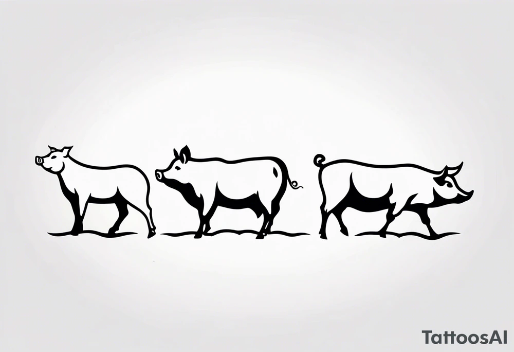 pig, cow, chicken and human footprints tattoo idea