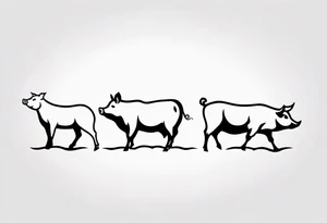 pig, cow, chicken and human footprints tattoo idea