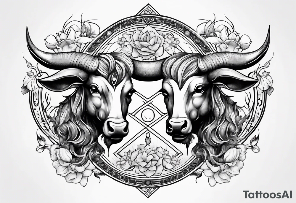 Gemini and taurus symbols intertwined tattoo idea