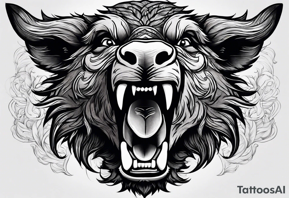 front angry boar tattoo idea