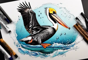 diving pelican tattoo idea