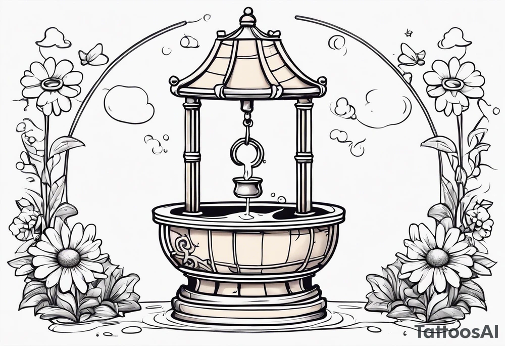 Wishing well palindrome adorned with a daisy tattoo idea