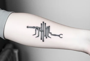 symetrical, vertical System of thin pipes that transitions gradually from the end into thick, widespread veins of forearm tattoo idea