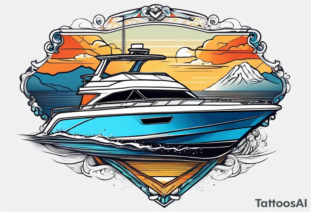 Speed Boat to island of capri tattoo idea