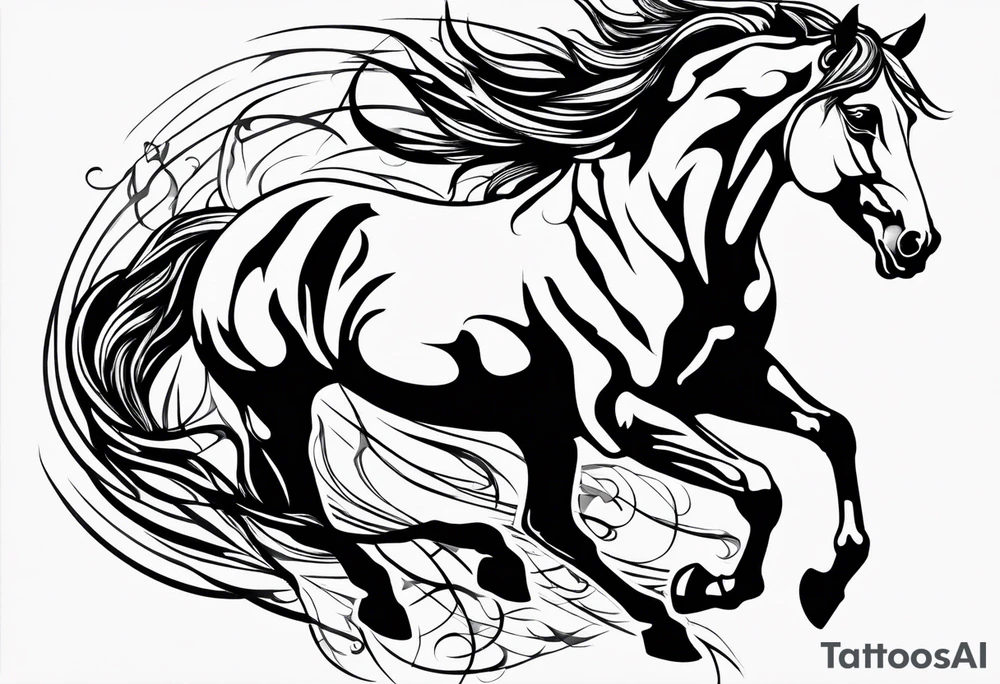 horse on fire tattoo idea