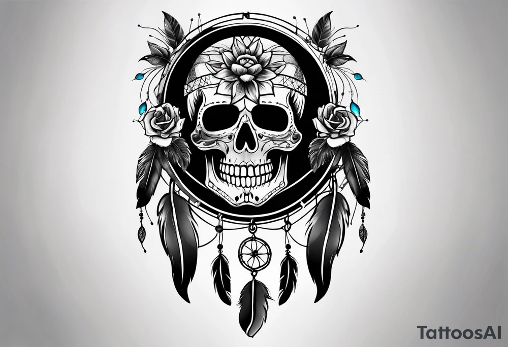 Dream catcher with multiple skulls tattoo idea Dream catcher with multiple skulls tattoo idea