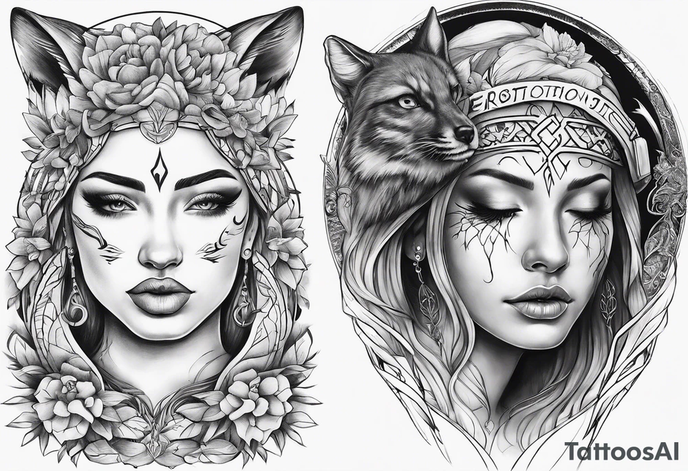 Emotions feeling/pain vs healing with resurrection from the pain and stronger you in the end by symbols with animals tattoo idea