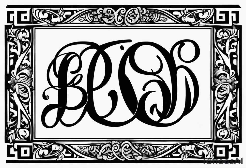 monogram tattoo using all the letters in STEVE and BREANNA in large block lettering tattoo idea