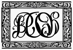 monogram tattoo using all the letters in STEVE and BREANNA in large block lettering tattoo idea