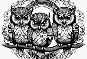 Cute Owls. Hear no evil, see no evil, speak no evil tattoo idea