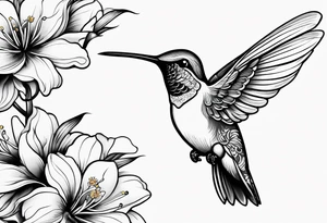 Humming bird and a single flower tattoo idea