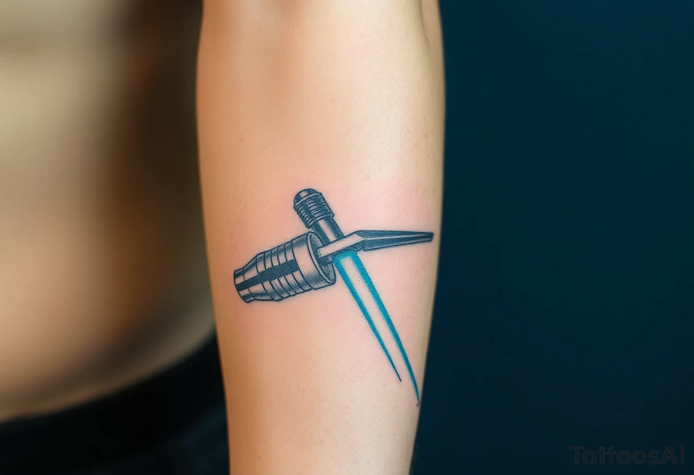 Light saber broken hilt realistic and complex tattoo idea