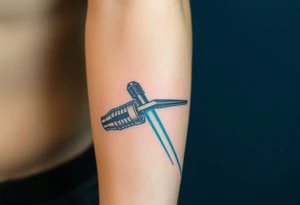 Light saber broken hilt realistic and complex tattoo idea