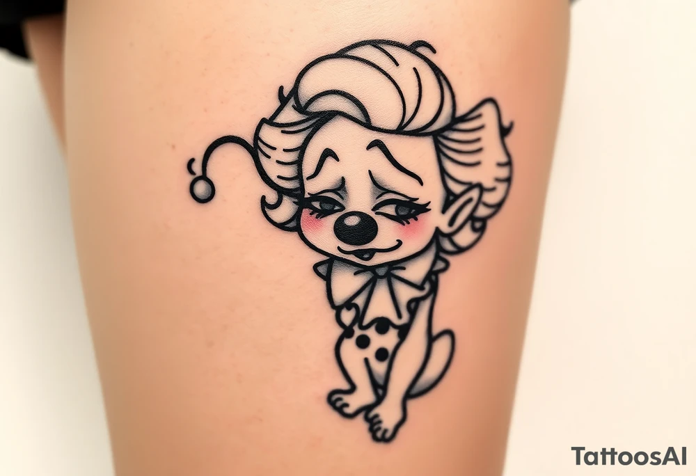 Sad female clown tattoo idea