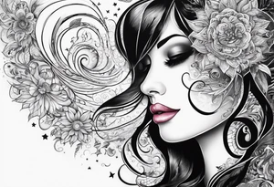 Books with sparkles and swirls tattoo idea