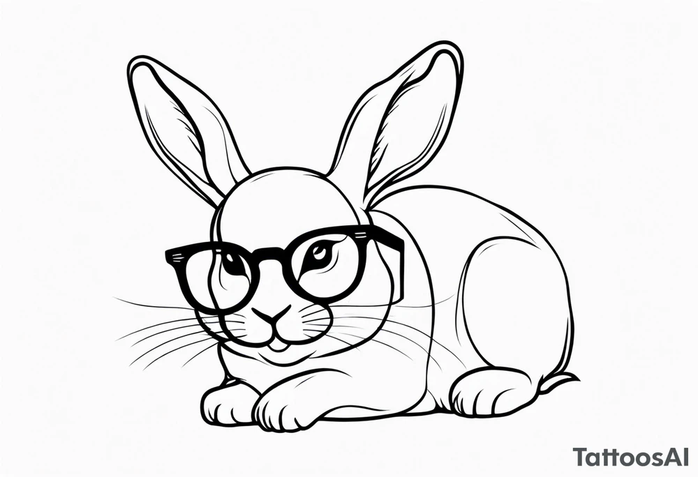 cute rabbit with glasses on tattoo idea