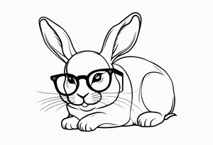 cute rabbit with glasses on tattoo idea