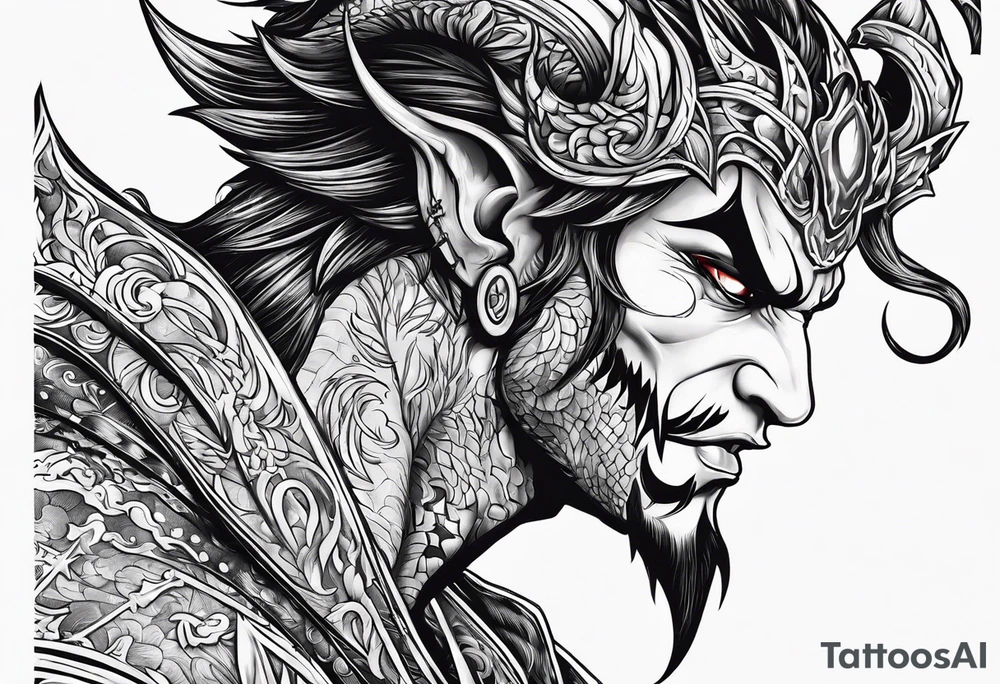 Demon stalking a boy tattoo idea