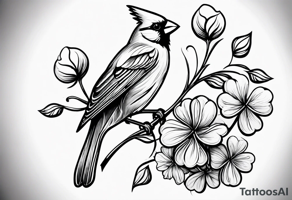 Cardinal and four leaf clover tattoo idea