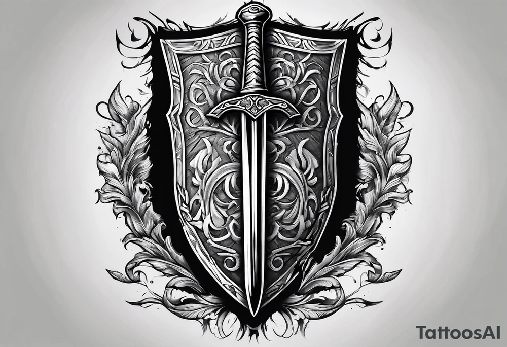 Valhalla sheild sword tattoo idea