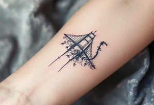信 (xìn, “faith/trust”) in deep indigo with a bridge motif speaks of connection and reliability. tattoo idea