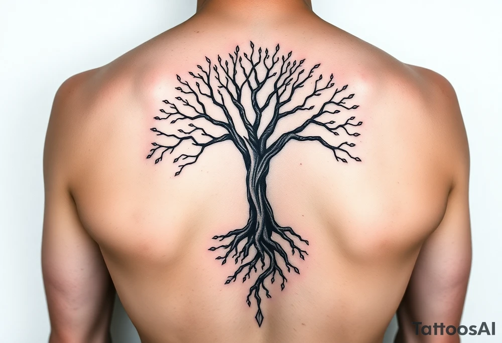 mystical tree of life with cosmic roots and celestial branches tattoo idea mystical tree of life with cosmic roots and celestial branches tattoo idea