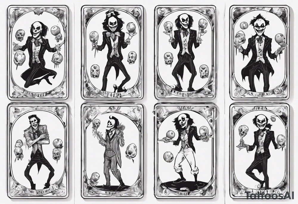 tarot card: joker juggle with his own scull tattoo idea