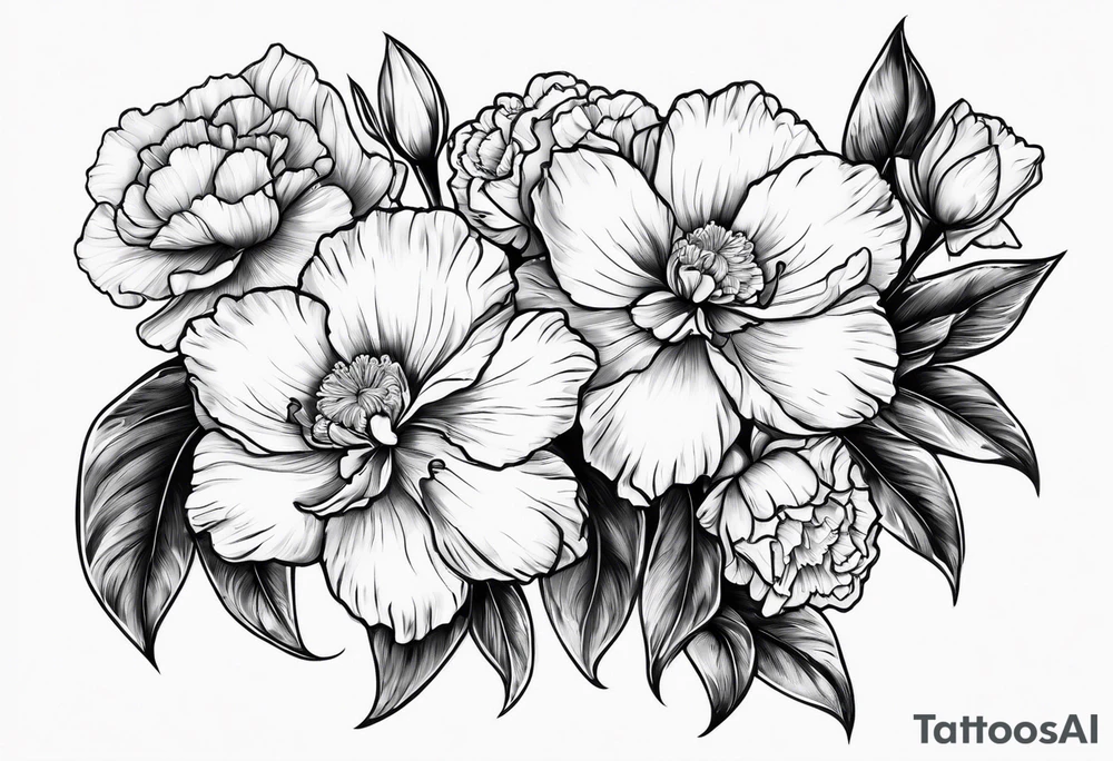 Two carnations and Two daffodils tattoo idea