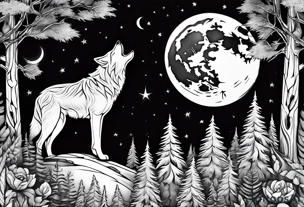 Moon
Wolf
Forest tattoo idea