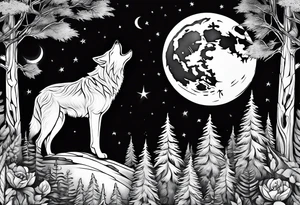 Moon
Wolf
Forest tattoo idea