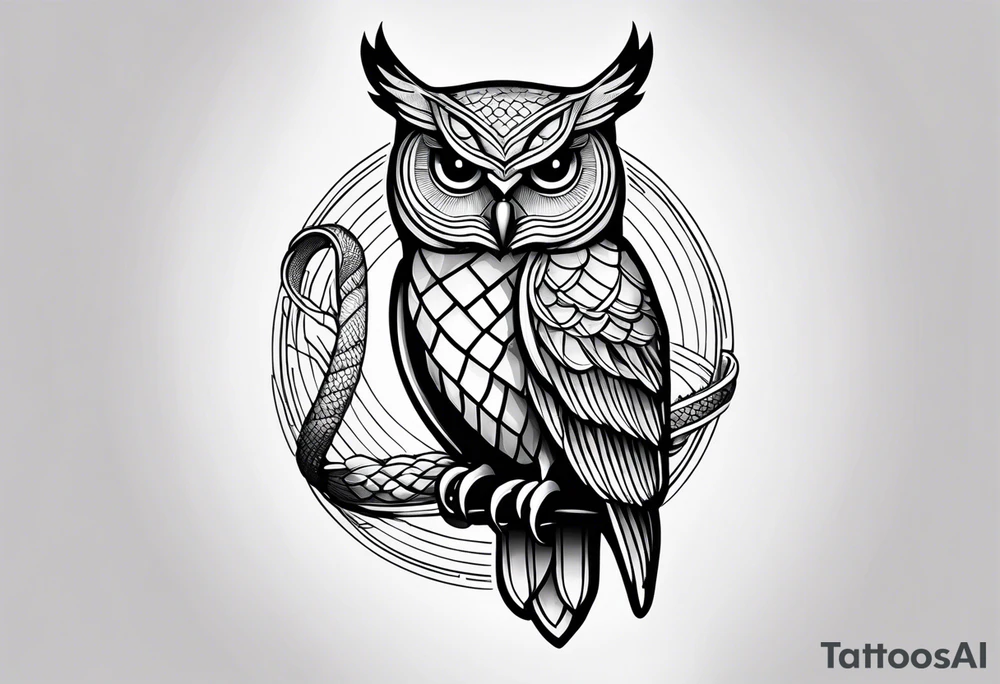 an owl with a corn snake in its claw tattoo idea