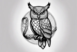 an owl with a corn snake in its claw tattoo idea