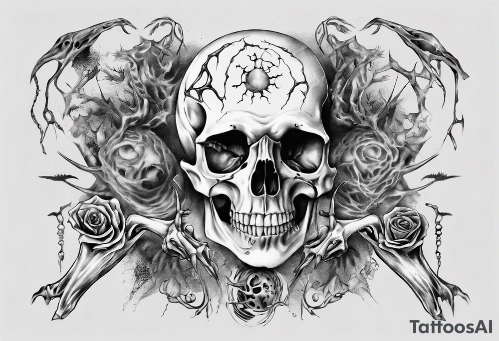 wicth with bones arround tattoo idea