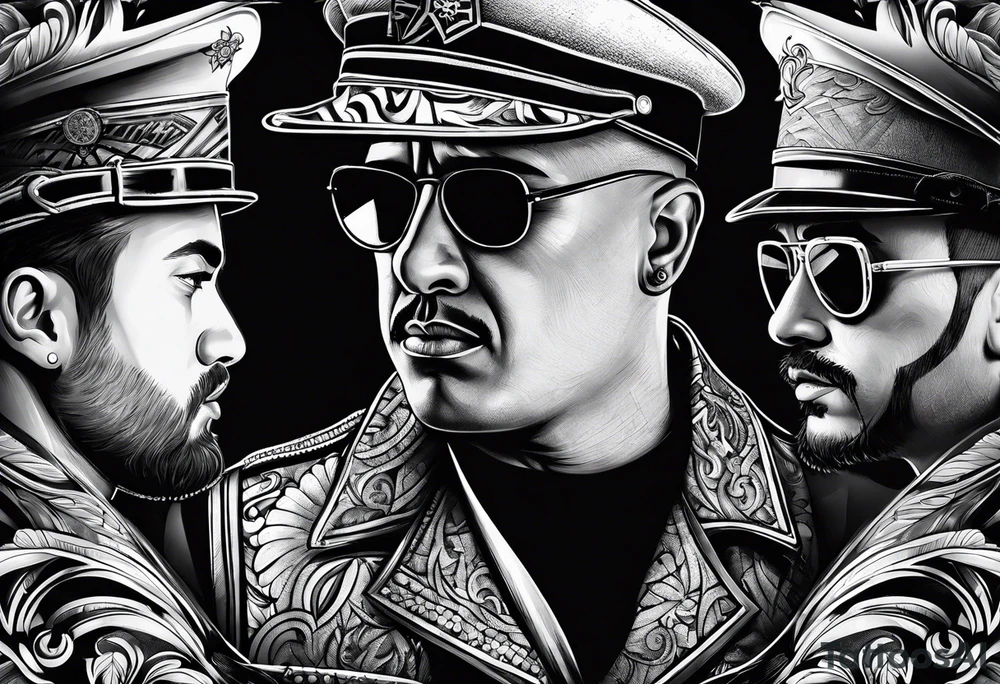 Gangster art in black and white tattoo idea