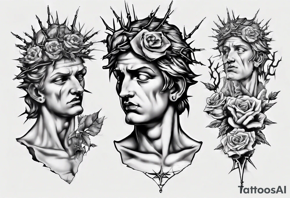 Bust of David with thorns tattoo idea