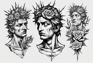 Bust of David with thorns tattoo idea