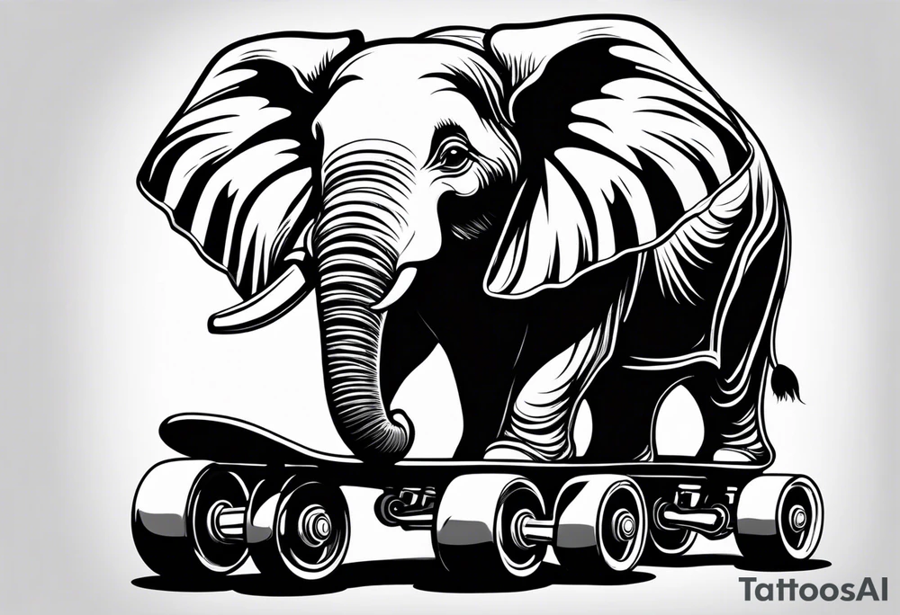 Elephant wearing roller skates tattoo idea
