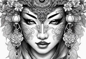 Japenese henya mask female tattoo idea