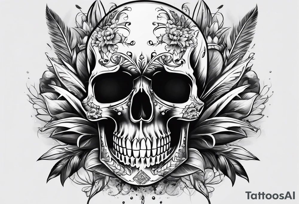 skull with 3 bullets in head tattoo idea