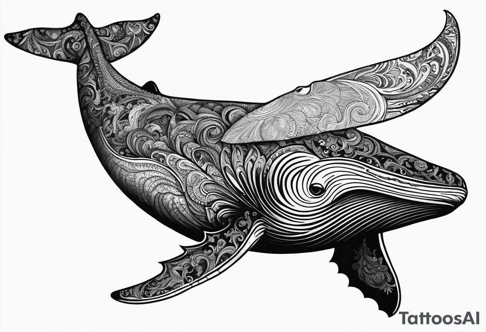 Backwards Breaching North Pacific humpback whale paisley tattoo idea Backwards Breaching North Pacific humpback whale paisley tattoo idea