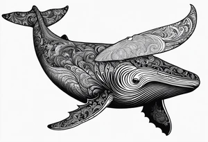 Backwards Breaching North Pacific humpback whale paisley tattoo idea