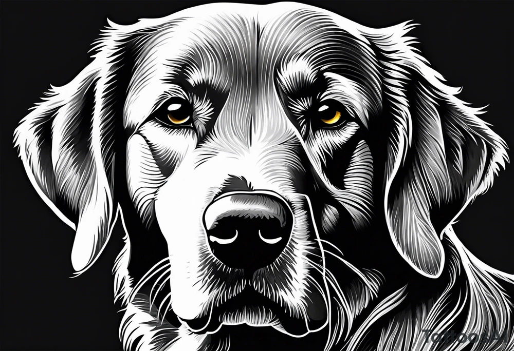 One happy dark colored golden retriever with a yellow Labrador tattoo idea