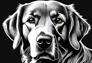 One happy dark colored golden retriever with a yellow Labrador tattoo idea